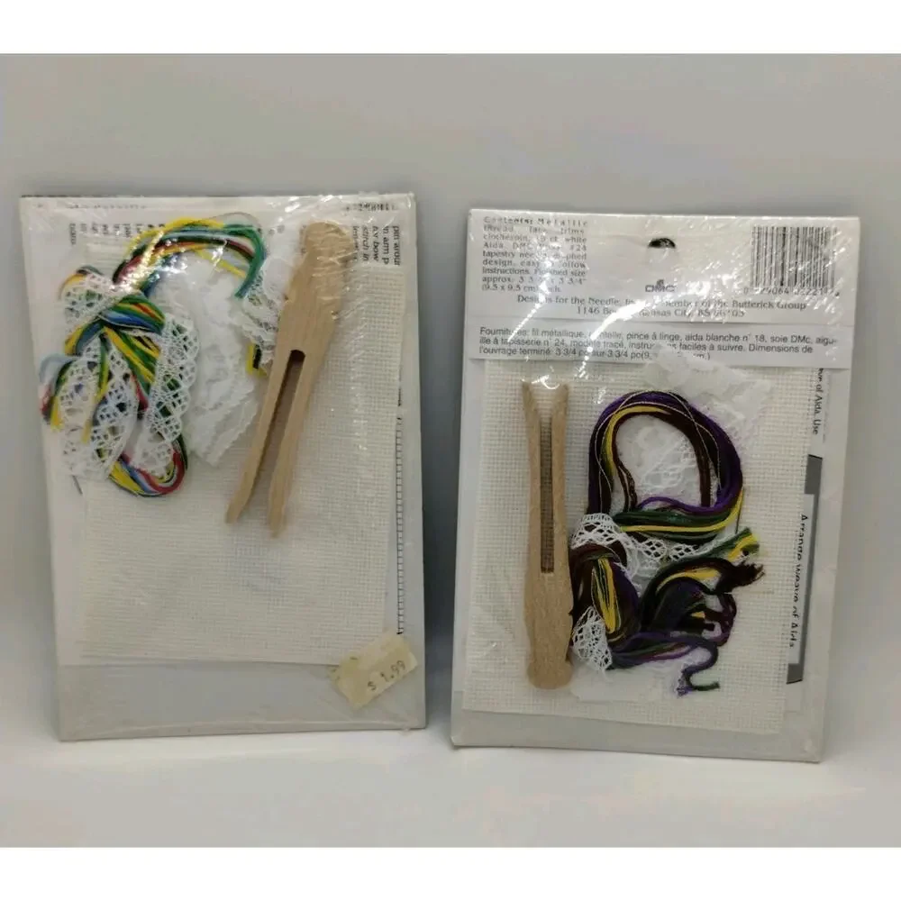 Lot of 2 Counted Cross Stitch Kit Angel 2215 Surprise Shower and 2221 Violets